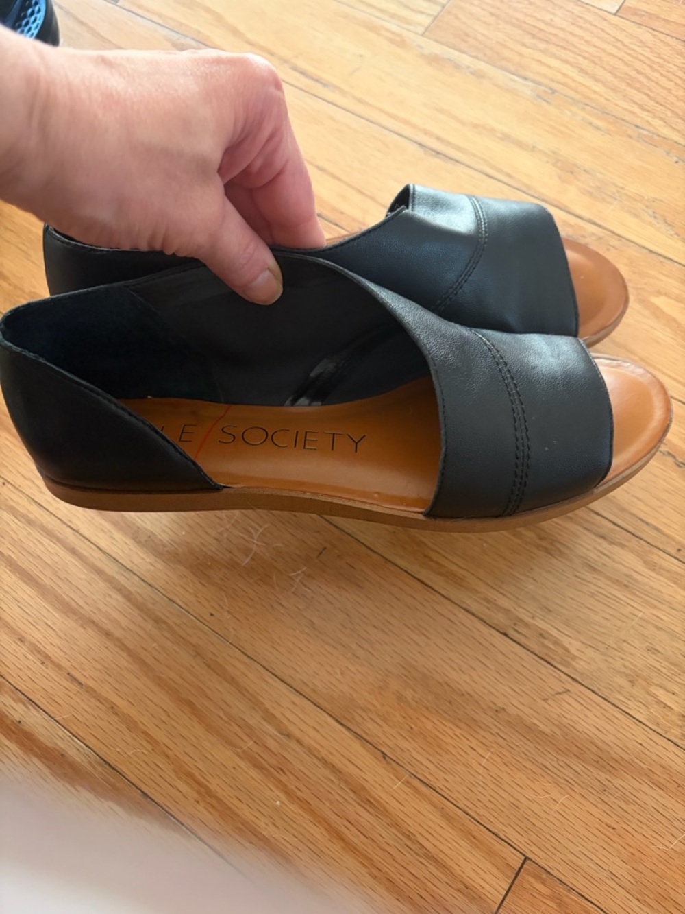 Sole Society Black Leather Open-Toe Mules - Picture 4 of 5